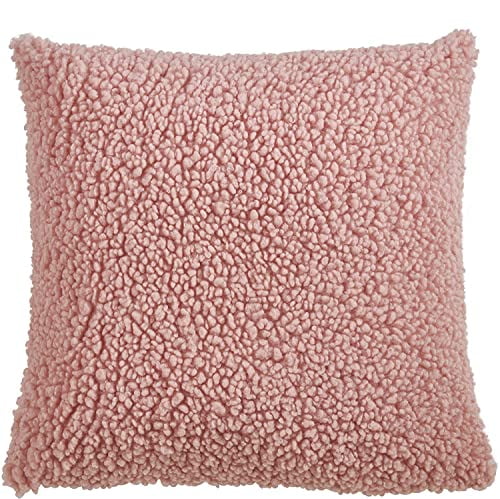 18" Blush Faux Fur Square Decorative Pillow