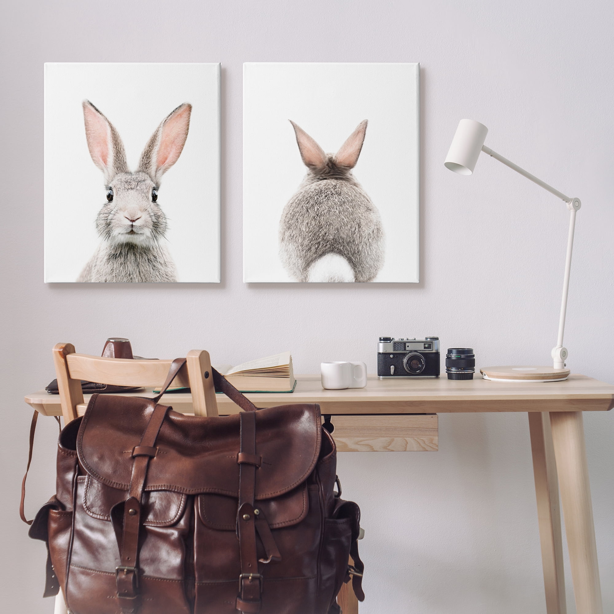 Stupell Industries Back & Front Bunnies Animals & Insects Painting Gallery Wrapped Canvas Print Wall Art, 24 x 30, Set of 2