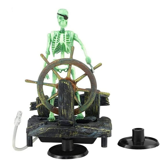 Mesee Aquarium Ornament Pirate Captain, Fish Tank Decor Undersea Skeleton Seaman Air-Driven Aquatic Landscape Decoration for Home Fishing Tank Arts Crafts Decorating