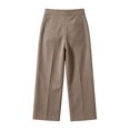 thumbnail image 4 of hotojiny Girls Dress Pants Wide Leg Uniform Pants for Kids Trendy High Waist Pleated Front Formal Pants with Pockets(Brown,8-9 Years), 4 of 6