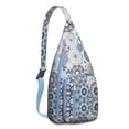 thumbnail image 1 of Color Block Sling Backpack - Abstract Geometric Crossbody Bag, Multi-Pocket Hiking Pack, 1 of 3