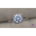 thumbnail image 4 of Women's 18k white gold engagement ring thin diamond cushion halo with 1.60 ct white sapphire center 0.10 ctw G-VS diamonds, 4 of 10