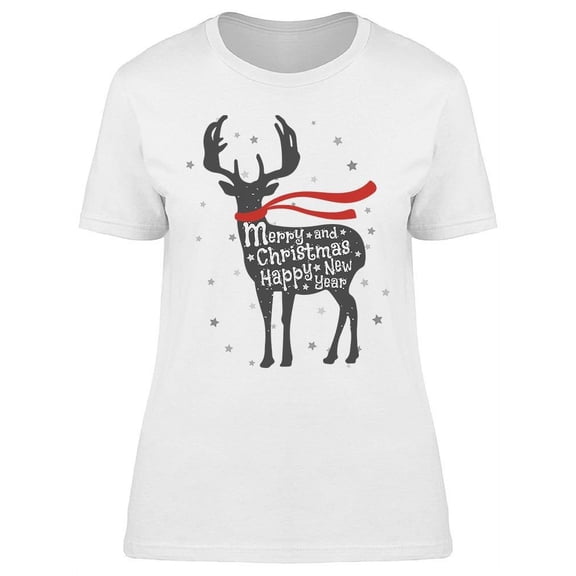 Christmas Deer New Year    T-Shirt Women -Image by Shutterstock, Female Large