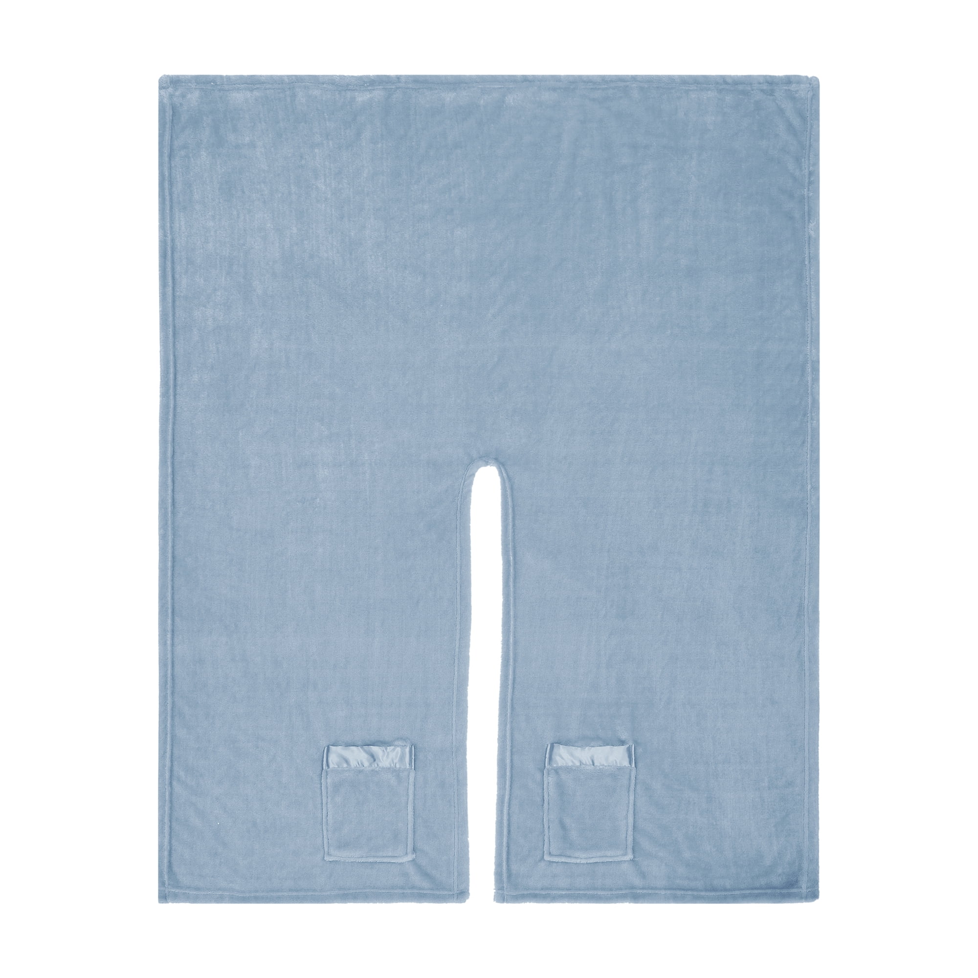 Giftable and Wearable Angel Wrap Plush Throw Blanket with Pockets, Blue