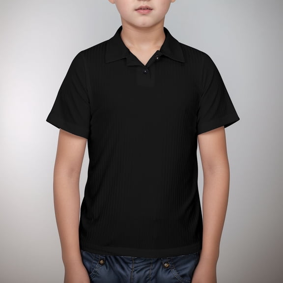 Little Boys' Polo Shirts Black School Uniform Shirts Casual Blouse Tops Pullover Short Sleeve Tops Boys Shirts Size 5-6 Years