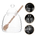 thumbnail image 4 of Minkissy 1 Set of Honey Pot with Wand Transparent Glass for Observation and Kitchenware, 4 of 7