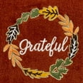 thumbnail image 3 of Serafina Home Autumn Fall Bath Fingertip Towels Bathroom Decor Farmhouse Harvest: Rust Dark Orange 100% Cotton Embroidered Grateful Wreath with Stitched Border, 12" x 18", 2 Pc Set, 3 of 7