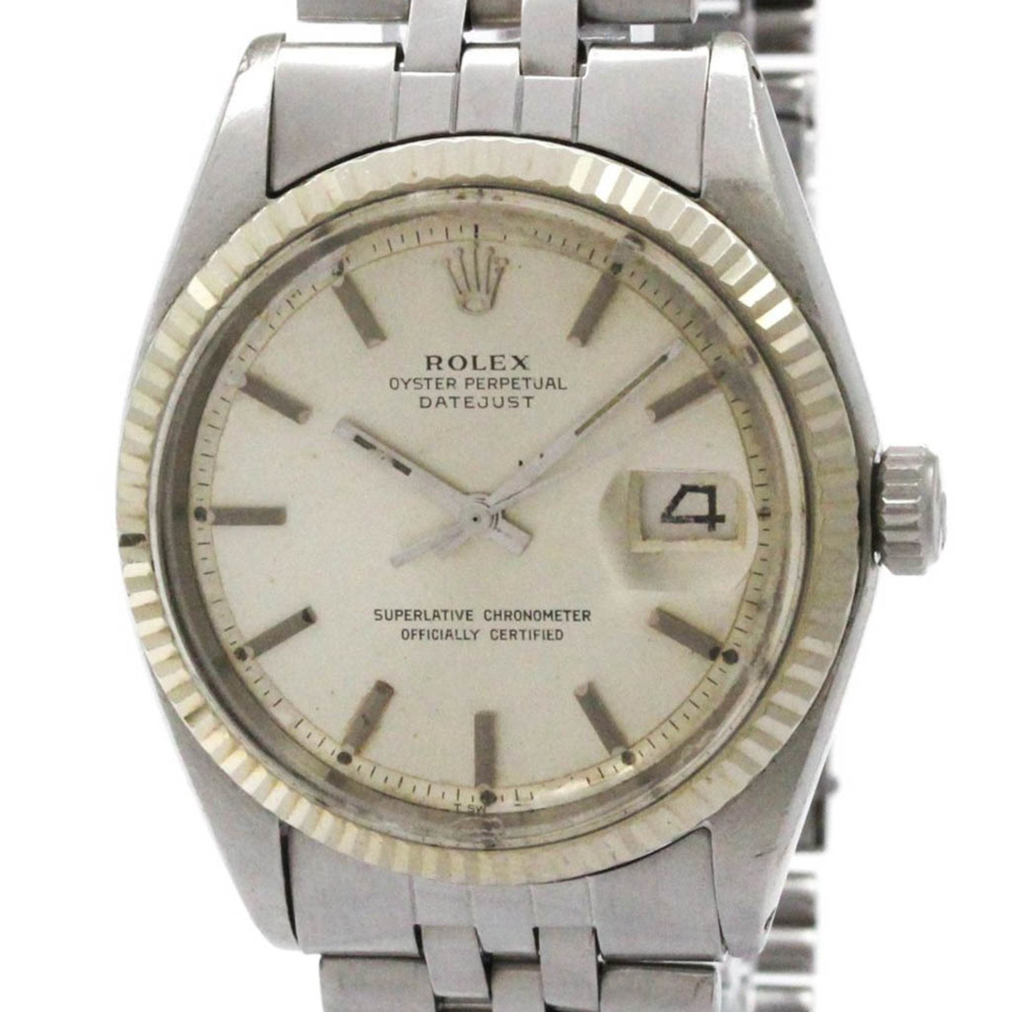 Pre-Owned ROLEX Datejust 1601 White Gold Steel Automatic Mens Watch Vintage (Fair)