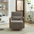 thumbnail image 2 of 2024 New Modern Upholstered Accent Chair with Sturdy Wood Armrests and 1pc Throw Pillow, 360 Degree Swivel Comfy Lounge Reading Chair, for Hotel, Bedroom, Living Room, 2 of 7