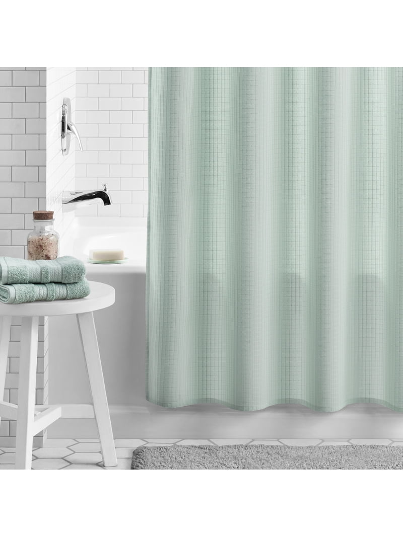 Eco Terre Melange Fabric Shower Curtain Set – With Liner & Hooks, Machine Washable