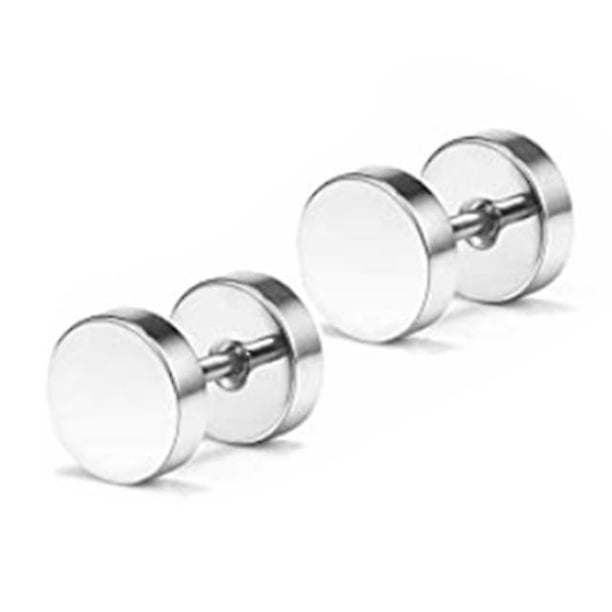 1 par de pendientes de tuerca de madera para hombre de 6-14mm de acero inoxidable para hombre