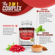 Toplux Berberine with Ceylon Cinnamon and Bitter Melon 2250mg - Metabolic Support Supplement for Overall Wellness for Men & Women 90 Capsules