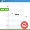 thumbnail image 4 of Notebook Paper, Loose Leaf Paper (6 Pack), Wide Ruled Paper, 10.5? x 8?, Filler Paper, 200 Sheets Per Pack, 60 gsm (6 Pack), 4 of 4