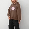 thumbnail image 5 of Kaprioy Womens Bow Graphic Hoodie Cute Bow Sweater Oversized Long Sleeve Sweatshirt Drop Shoulder Y2K Teen Girls Pullover Sweatshirt Coffee, M, 5 of 5