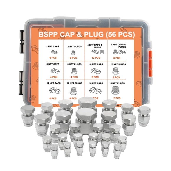 Kit de enchufes BSPP, conjunto de mangueras, tubos y tuberías hidráulicos, 56 piezas
