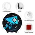 thumbnail image 5 of Lsque Geometry Dash Pattern Ceramic Decorative Plate Decorative Plates with Display Stand Personalized Porcelain Plate Ceramic Ornaments for Wall Hanging Decoration-10in, 5 of 6