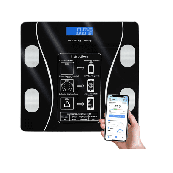 Bascula De Cuerpo Cuadrada Digital Bluetooth Color Negro