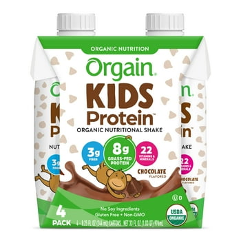 Orgain Kids  Grass Fed 8g Protein tional Shake, Chocolate, 4ct