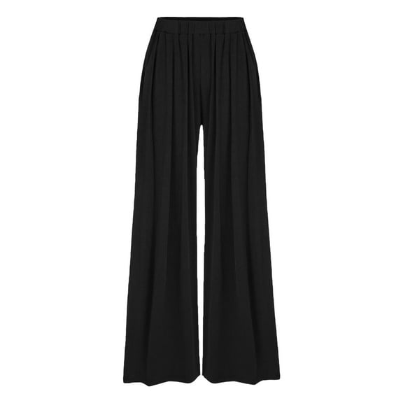 Womens Pants Relaxed Fit Baggy High Waist Print Elastic Waist Wide Leg Pants Black Loose Pants for Women L