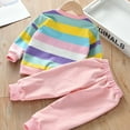 thumbnail image 6 of 2-8Y Kids Girls 2 Piece Outfits Rainbow Sweatshirts Top + Casual Pants Sports Tracksuits Set, 6 of 15