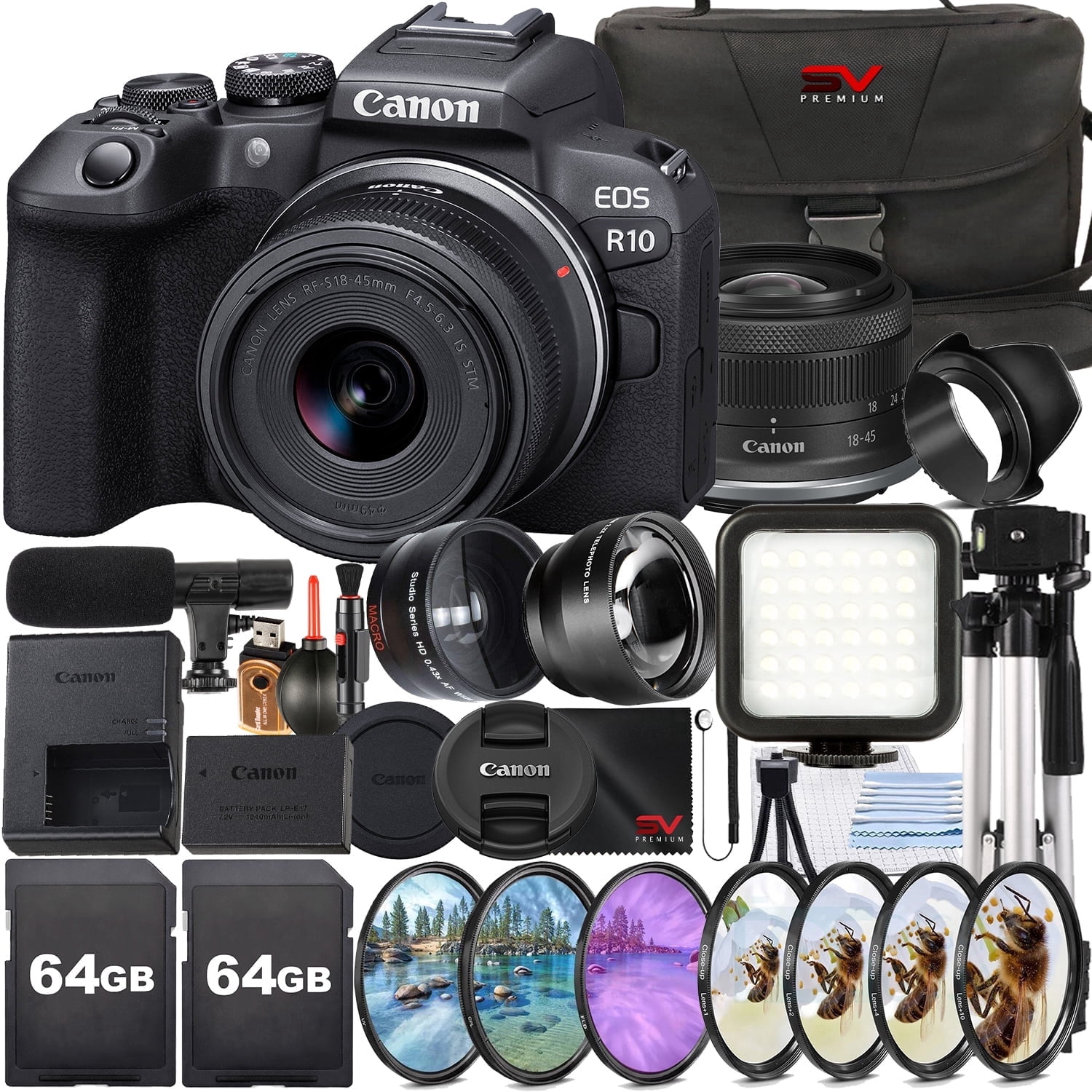 Canon, EOS R10 Mirrorless Camera with RF-S 18-45mm Lens Kit, Black
