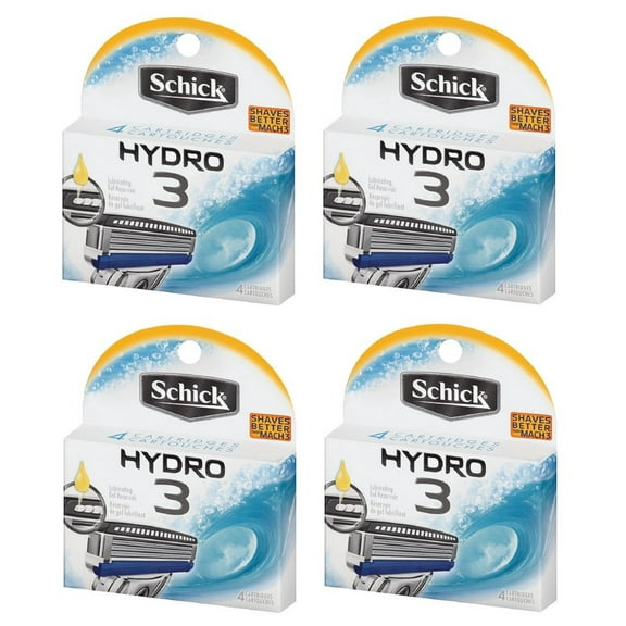 Schick Hydro3 Refill Blade Cartridges, 4 Count (Pack of 4)