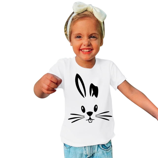YANHAIGONG Baby Delas! 3-14 Ans Chemises de Pâques pour Filles Garçons, Mignon Chemise Rabbit pour Tout-Petits, Décontracté Été Col Rond Joyeuses Pâques Manches Courtes Tee Tops Chandail, Chemises Lapin de Pâques pour Tout-Petits