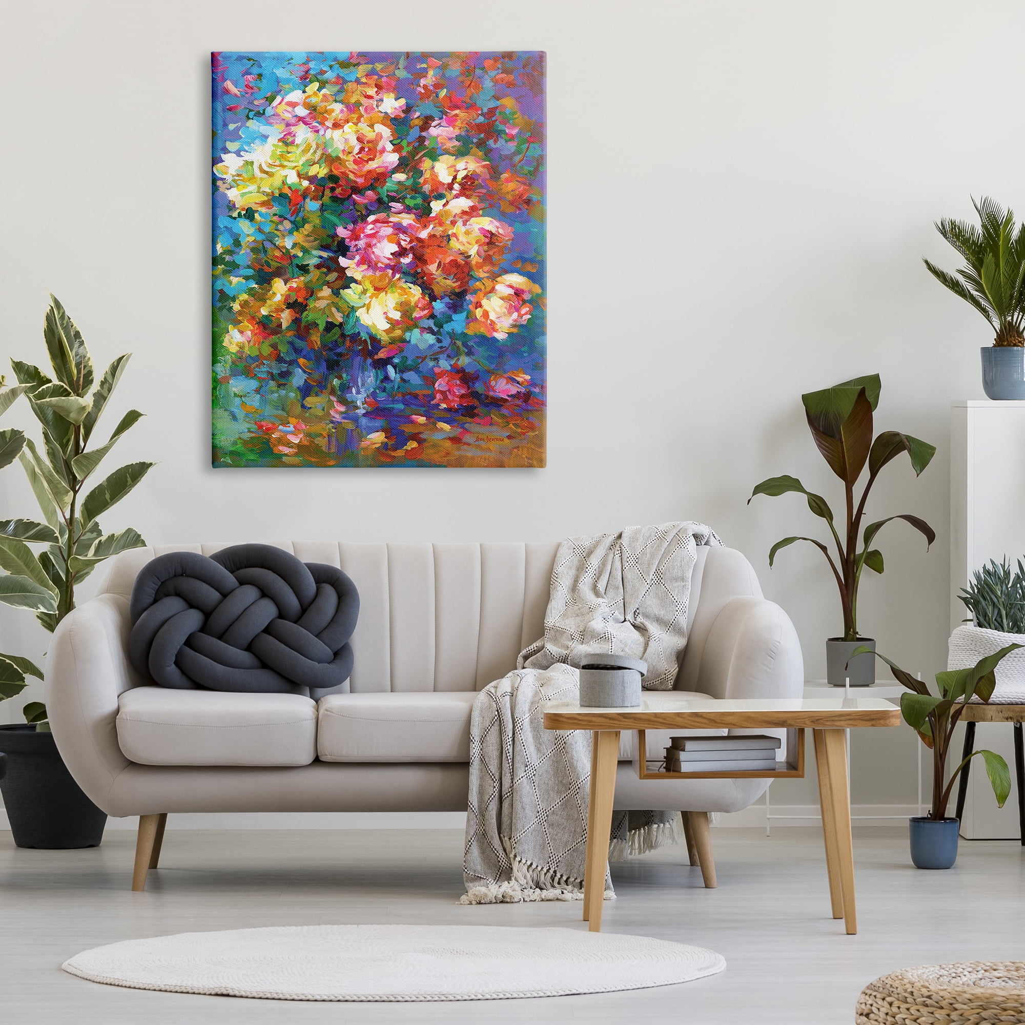 Stupell Industries Vibrant Flowers in a Vase Botanical & Floral Painting Gallery Wrapped Canvas Art Print Wall Art, 36 x 48