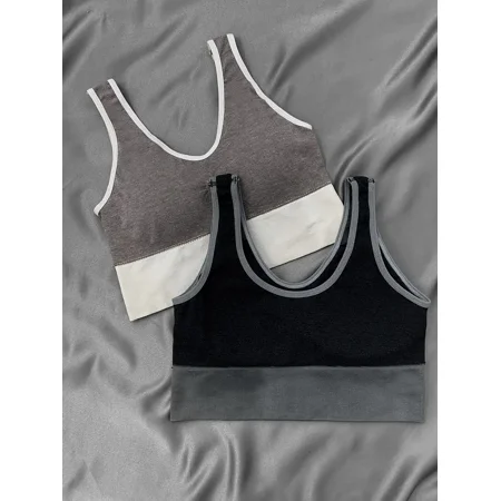 

Yishow- 2pcs/Pack Removable Padded Sports Bra Stretchy High Impact Yoga Fitness Gym Crop Tank Top Women‘s Activewear