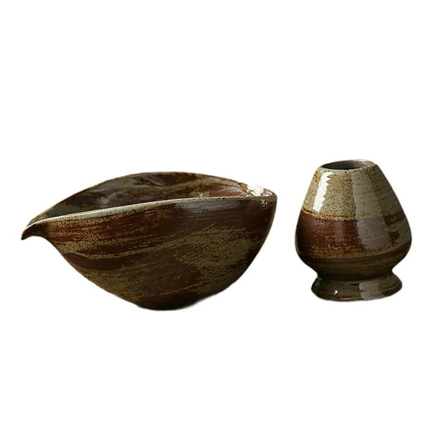Tazón tradicional de matcha y soporte para batir, set de matcha, mesa de té de cerámica de cerámica con para del té regalo navideño Estilo B
