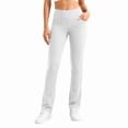 thumbnail image 5 of Straight Leg Leggings High Waisted Yoga Pants Casual Lounge Tummy Control Soft Workout Pants Solid Color Stretch Dress Pants with Pockets, 5 of 9