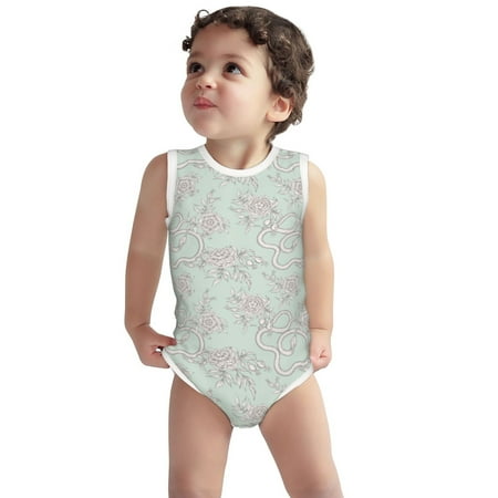 

Vsdgher Retro Snake Print Baby Unisex Baby Cotton Sleeveless Bodysuits Soft and velvety comfortable and breathable