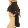thumbnail image 3 of Sakkas Anya Women's Soft Chiffon Wedding Bridesmaid Bridal Cape Wrap Bolero Shrug - Black - OS, 3 of 5