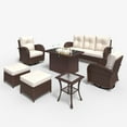 thumbnail image 3 of LayinSun 7 Pieces Outdoor Patio Furniture Set with Fire Pit Table, Rattan Wicker Sectional Swivel Rocker Chairs Sets, 3 of 10