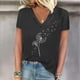 thumbnail image 3 of Camisetas de Manga Corta para las Mujeres, Impresión de Cuello en V Camiseta Casual Top Hecho de 95% Poliéster 5% Spandex para el Uso Diario de Primavera Verano, Camisetas para las Mujeres Casual, 3 of 4