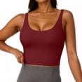 thumbnail image 2 of Nestiefly Racerback Crop Tank Tops for Women - U Neck Yoga Padded Longline Sports Bras Workout Wine XL, 2 of 7