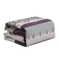 thumbnail image 3 of 7-Piece Desiree Comforter Set Bedding|Scroll Damask Floral Embroidery Pleated|Purple Gray Silver|King Size, 3 of 5