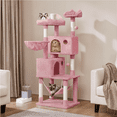thumbnail image 2 of Alden Design 64.5"H Multi-level Cat Tree Tower with Condos and Perches, Pink, 2 of 8