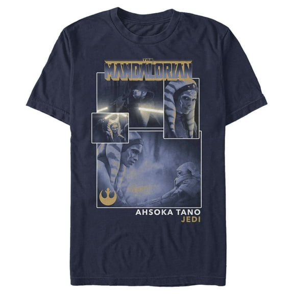 Men's Star Wars: The Mandalorian Ahsoka Tano Jedi Collage Graphic Tee Navy Blue Small