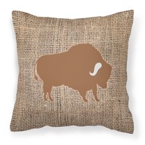 Carolines Treasures BB1127-BL-BN-PW1818 Buffalo Burlap and Brown   Canvas Fabric Decorative Pillow BB1127 18H x18W