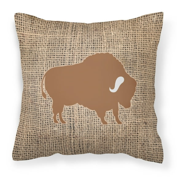 Carolines Treasures BB1127-BL-BN-PW1818 Buffalo Burlap and Brown Canvas Fabric Decorative Pillow BB1127 18H x18W