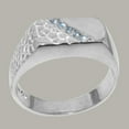 thumbnail image 2 of LBG British Made 14k White Gold ring with Natural Aquamarine Mens band Ring - 33 size options - Size 11.25, 2 of 6
