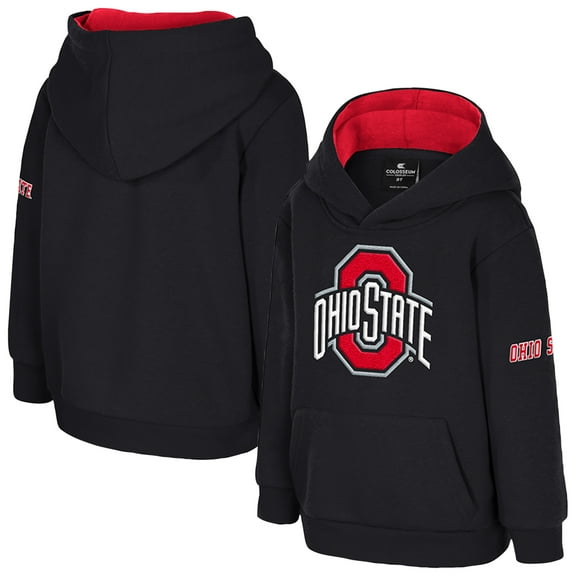 Toddler Colosseum Black Ohio State Buckeyes Big Logo Volume Fleece Pullover Hoodie