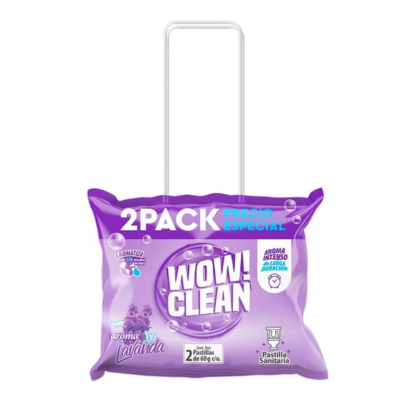 Pastillas sanitaria Wow Clean lavanda 2 pzas de 60 g c/u