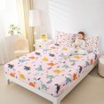 thumbnail image 4 of Homewish Kids Children Cartoon Dinosaur 3pcs Twin Sheet Sets,Kawaii Jungle Animal Twin Fitted Sheet,Cute Dino Breathable Flat Sheet,Lightweight Room Decor, 4 of 7