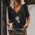 thumbnail image 2 of CLZOUD Womens Summer Shirts Black Womens Print V-neck Tank Tops Short Sleeve Workout Shirts Casual Loose Tees Xxl, 2 of 5