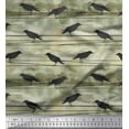 thumbnail image 2 of Soimoi Green Polyester Crepe Fabric Crow Bird Print Fabric by The Yard 52 Inch Wide, 2 of 3