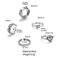thumbnail image 2 of OUSITAID 5Pcs/Set Stackable Ring Adjustable Heart Rings Set Vintage Boho Jewelry for Women Girls, 2 of 7