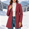 thumbnail image 7 of JOANKDMI Winter Wool Blend Pea Coat for Women Elegant Notched Lapel Single Breasted Mid-Length Trench Coat Casual Fall Office Dressy Outerwear Overcoat with Pockets, 7 of 7