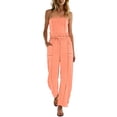 thumbnail image 4 of gakvbuo Summer Jumpsuits Womens Casual Strapless Overalls Romper Playsuit Suspender Trousers Off The Shoulder Sleeveless Outfits With Pockets, 4 of 9
